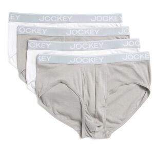Jockey Men’s Cotton Blend Briefs 4-Pack White Gray Size 2XL NWT Comfort Fit